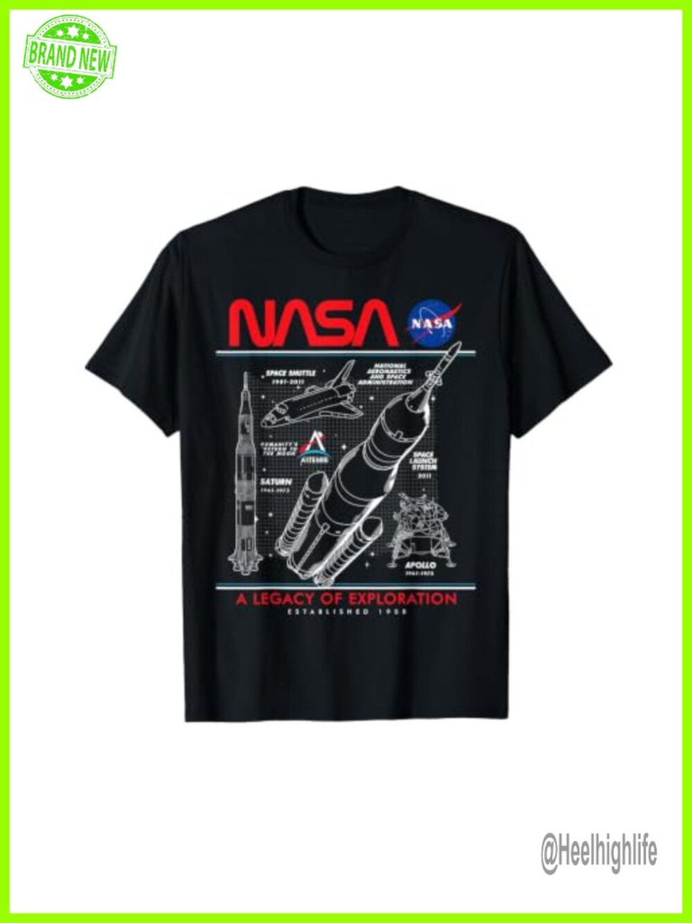 NASA Space Shuttle SLS Saturn V Apollo Lunar Schematic T-Shirt